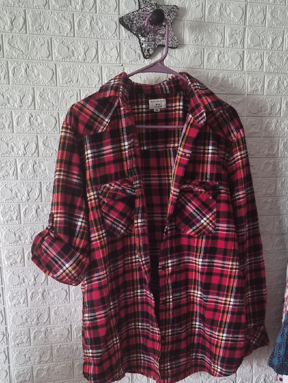 Unisex Red Plaid Flannel Shirt Jacket